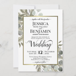 水素朴色ユーカリ&パイン冬の結婚式 招待状
