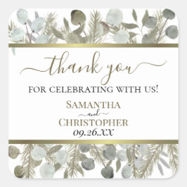 水素朴色ユーカリ&パ感謝していイン結婚ズ スクエアシール