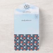 水素朴色ライトハウス航海の赤ちゃんシャワー オールインワン招待状 (外側)