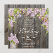 水素朴色ライラックスバーンウッドスクエア結婚ズ 招待状 (正面/裏面)