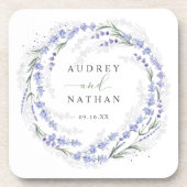 水素朴色ラベンダーパープルリース結婚ズ コースター (正面)