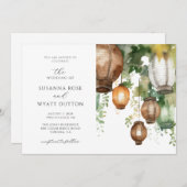 水素朴色ランタン結婚式招待状 招待状 (正面/裏面)