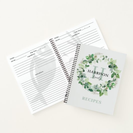 水素朴色リースモノグラムファミリーレシピ ノートブック (内部)