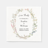 水素朴色リースワイルドフラワーテーマ結婚 スタンダードカクテルナプキン (正面)