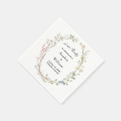 水素朴色リースワイルドフラワーテーマ結婚 スタンダードカクテルナプキン (角)