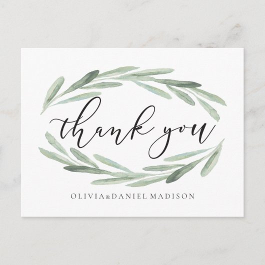 水素朴色リース結婚の感謝の写真 ポストカード (正面)