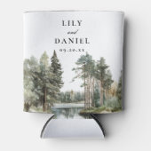 水素朴色レイクフォレストウッドランド結婚ズ 缶クーラー (正面)