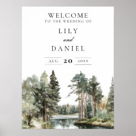水素朴色レイクフォレ結婚ストの看板 ポスター