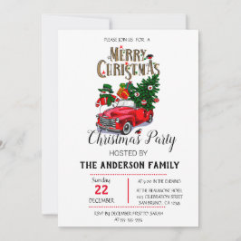 水素朴色レッドトラッククリスマス 招待状