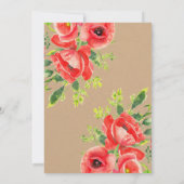 水素朴色レッドポピーフローラブライダルシャワー 招待状 (裏面)