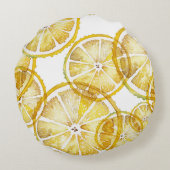 水素朴色レモンスライスパターン ラウンドクッション (裏面)