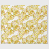 水素朴色レモンスライスパターン ラッピングペーパー (フラット)