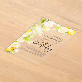 水素朴色レモン誕生日 アクリル招待状 (レイダウン)