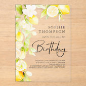 水素朴色レモン誕生日 アクリル招待状 (正面)