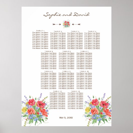 水素朴色ワイルドフラワーシーティングチャート120 ポスター (正面)