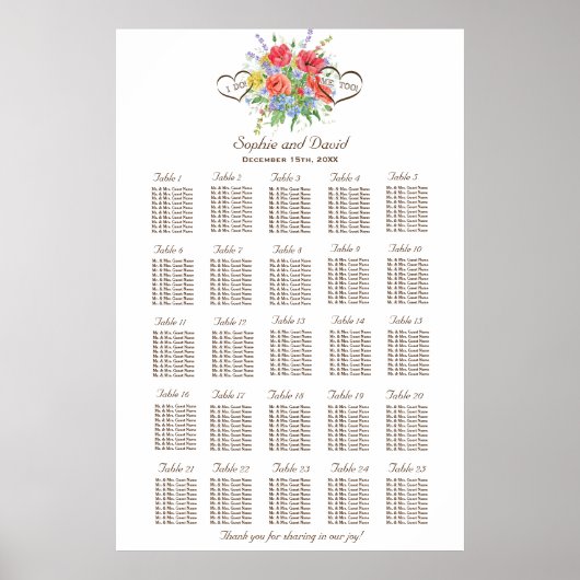 水素朴色ワイルドフラワーシーティングチャート250 ポスター (正面)