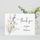 水素朴色ワイルドフラワーテーマモダン結婚ズ サンキューカード (スタンド正面)