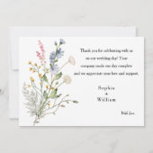 水素朴色ワイルドフラワーテーマモダン結婚ズ サンキューカード (裏面)