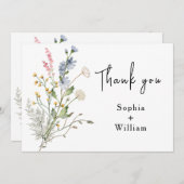 水素朴色ワイルドフラワーテーマモダン結婚ズ サンキューカード (正面/裏面)