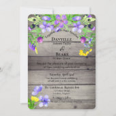 水素朴色ワイルドフラワーパープルブルー結婚ズ 招待状 (正面)