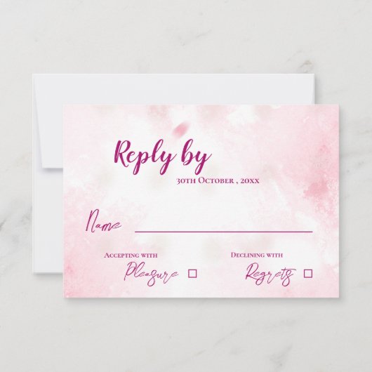 水素朴色ワイルドフラワーピンク結婚フローラ 出欠カード (裏面)