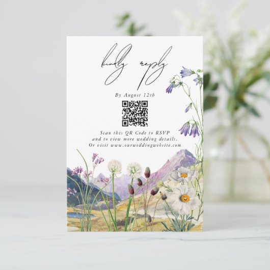 水素朴色ワイルドフラワーマウンテン結婚ズ エンクロージャーカード (スタンド正面)