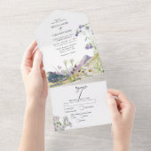 水素朴色ワイルドフラワーマウンテン結婚ズ オールインワン招待状 (貼ってはがせる)