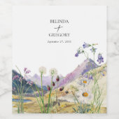 水素朴色ワイルドフラワーマウンテン結婚ズ ワインラベル (シングルラベル)