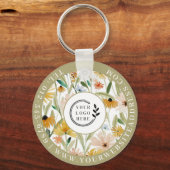 水素朴色ワイルドフラワーロゴを追加企業の キーホルダー (正面)
