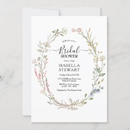 水素朴色ワイルドフラワー春ブライダルシャワー 招待状