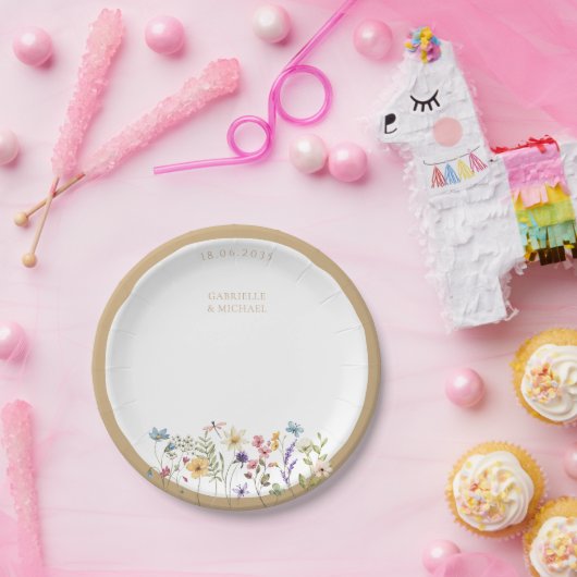 水素朴色ワイルドフラワー結婚のプレート ペーパープレート (パーティー)