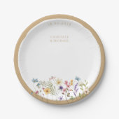 水素朴色ワイルドフラワー結婚のプレート ペーパープレート (正面)