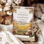 水素朴色ワイルドフラワー結婚牧草地 招待状