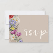 水素朴色ワイルドフラワー&ベージュ結婚ズ 出欠カード (正面)