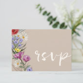 水素朴色ワイルドフラワー&ベージュ結婚ズ 出欠カード (スタンド正面)