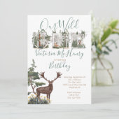 水素朴色ワイルドワンファースト誕生日パーティー 招待状 (スタンド正面)