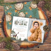 水素朴色ワイルドワン最初の誕生日写真 招待状