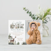 水素朴色ワイルドワン最初の誕生日写真 招待状 (スタンド正面)