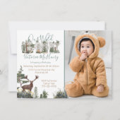 水素朴色ワイルドワン最初の誕生日写真 招待状 (正面)