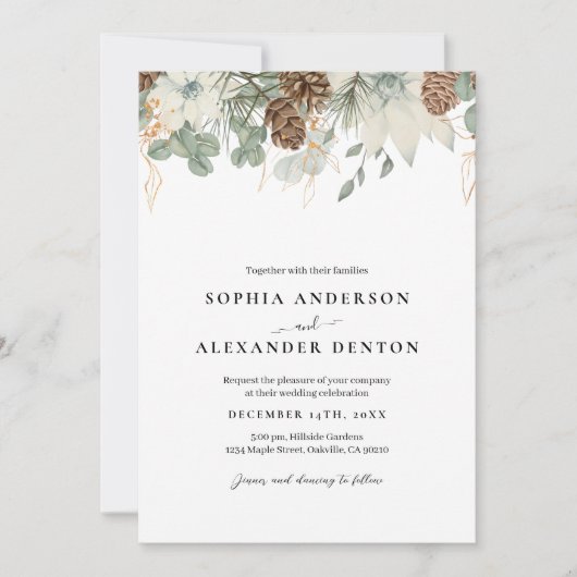 水素朴色冬の花 招待状 (正面)