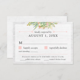 水素朴色多肉結婚式RSVPカード 招待状