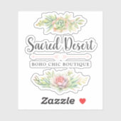 水素朴色多肉質デザートサボテンのロゴ シール (シート)