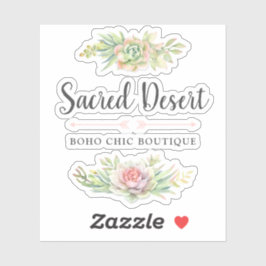 水素朴色多肉質デザートサボテンのロゴ シール