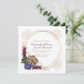 水素朴色多肉質、ラベンダー結婚ズ 招待状 (スタンド正面)