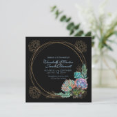 水素朴色多肉質、青と黒結婚の 招待状 (スタンド正面)