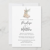 水素朴色季節性フローラ氷スケートで滑る 招待状 (正面)