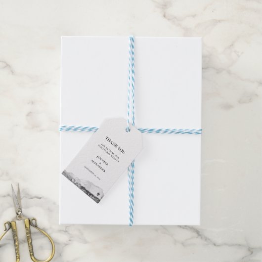 水素朴色感謝してい君の写真は山結婚山 ギフトタグ (より糸付き)