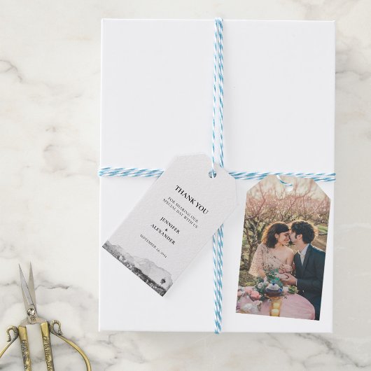 水素朴色感謝してい君の写真は山結婚山 ギフトタグ