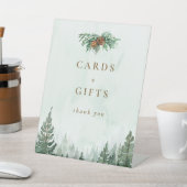 水素朴色松の木の森のカードとギフト 台座サイン (インサイチュ)