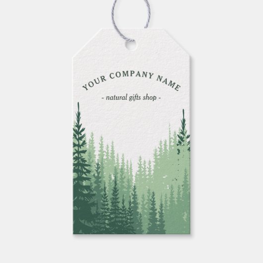 水素朴色松の森のロゴカスタムラベル ギフトタグ (正面)